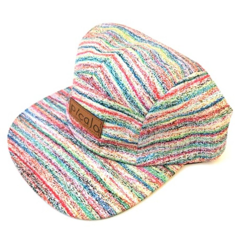 RARE Picalo Recuerdos Printed Multicolor Hat w/ Leather Strap